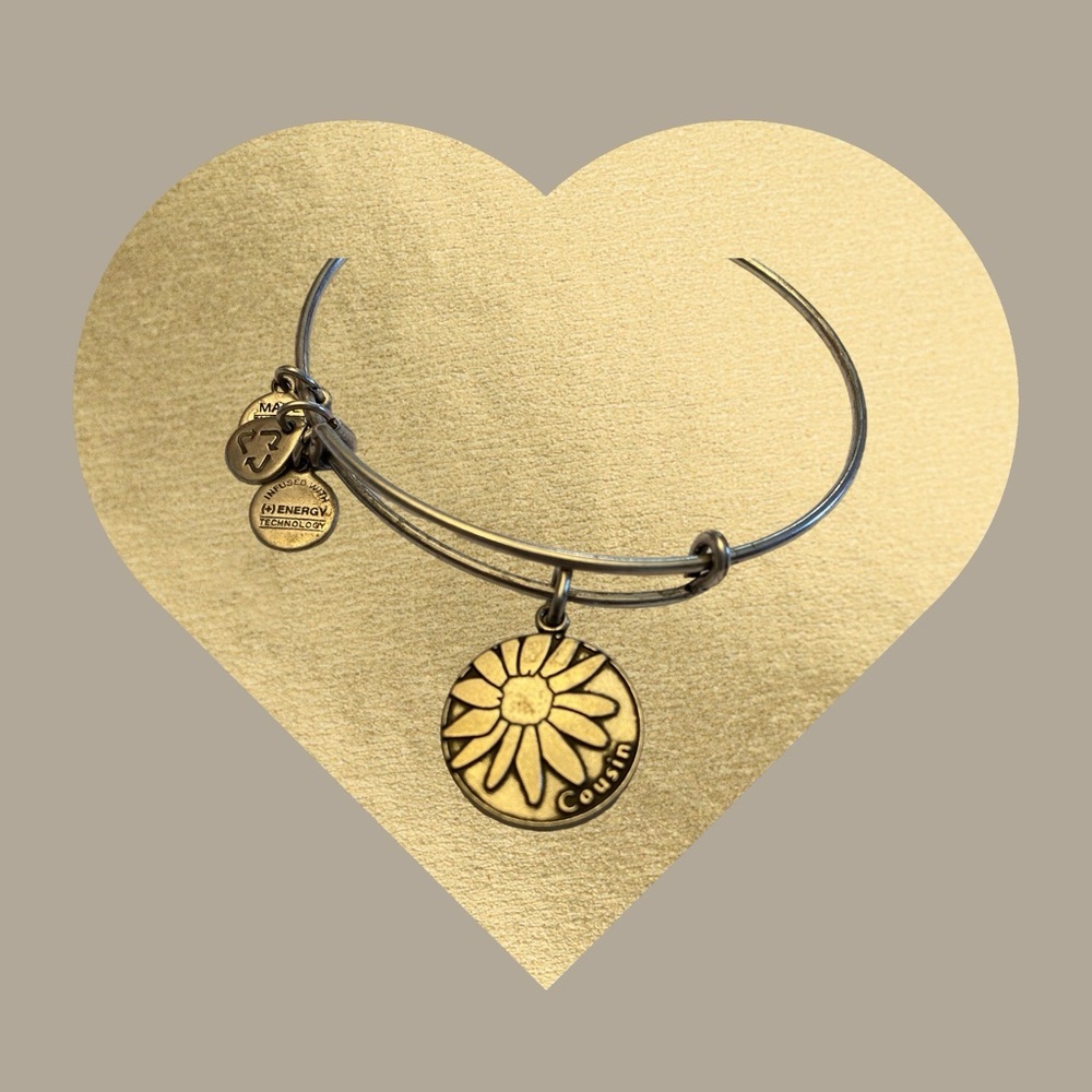 Alex and Ani Silver Cousin Charm Adjustable Bangle Bracelet
